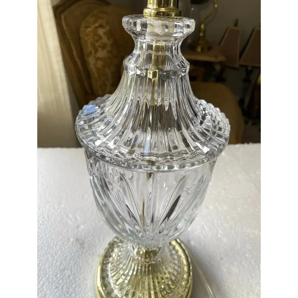 vintage cut-glass or crystal table lamp Hollywood Regency or Neoclassical styles
